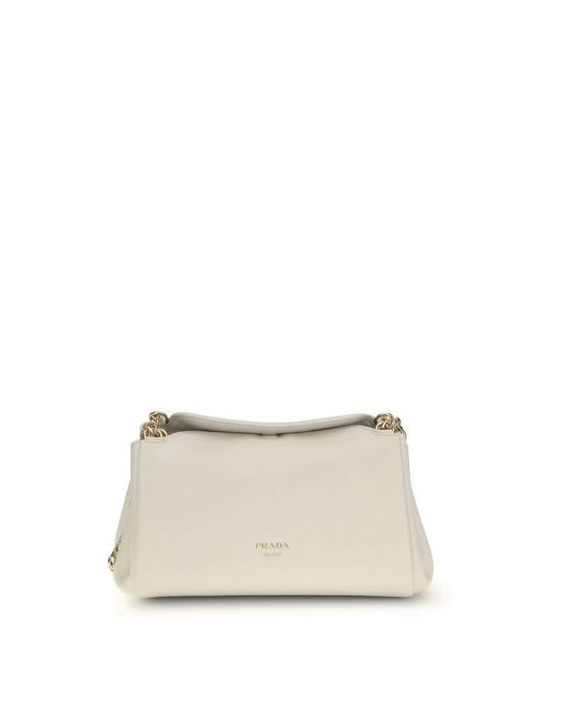 Prada White Calf Leather Bos Taurus Shoulder Bag 