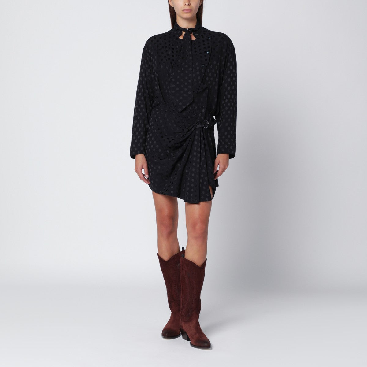 ISABEL MARANT Black polka-dot silk-blend dress Glam Steals