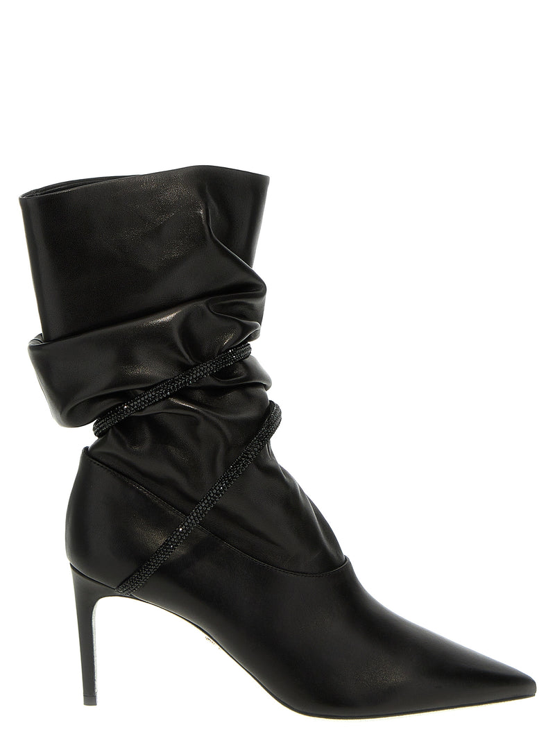 René Caovilla Rhinestone Nappa Ankle Boots Glam Steals