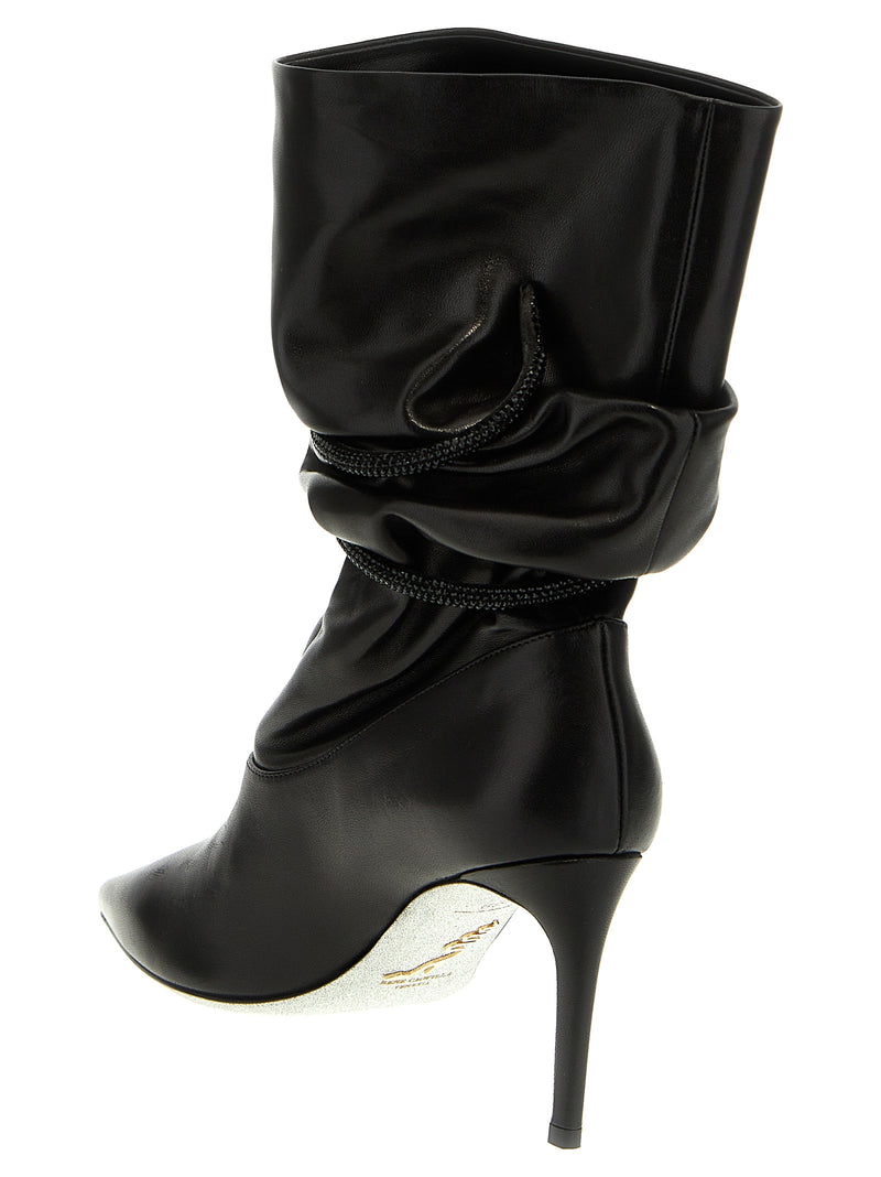 René Caovilla Rhinestone Nappa Ankle Boots Glam Steals