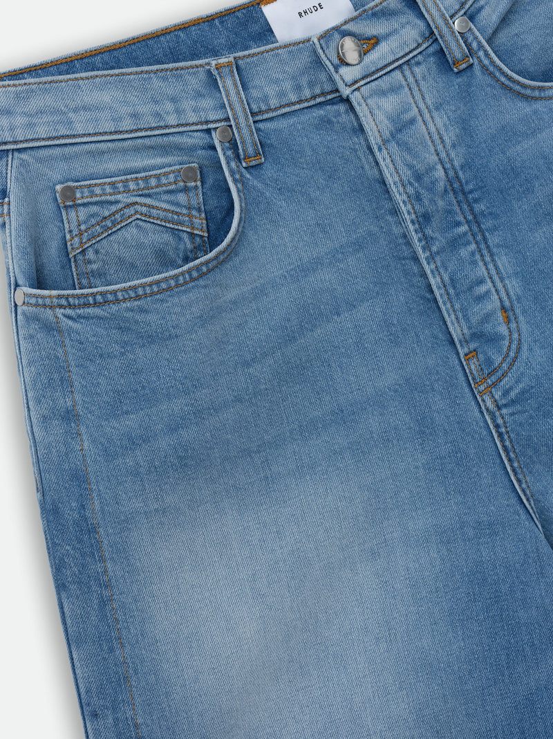 Rhude Blue Cotton Casual Pant Glam Steals