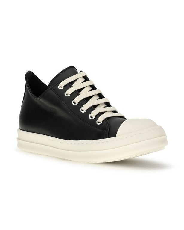 Rick Owens Black Calf Leather Bos Taurus Low Top Sneakers Glam Steals