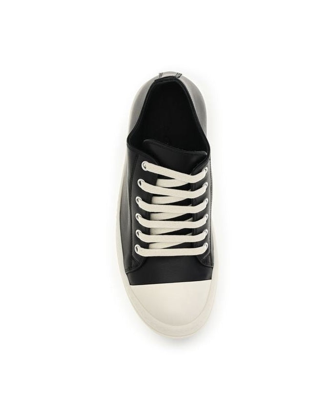 Rick Owens Black Calf Leather Bos Taurus Low Top Sneakers Glam Steals