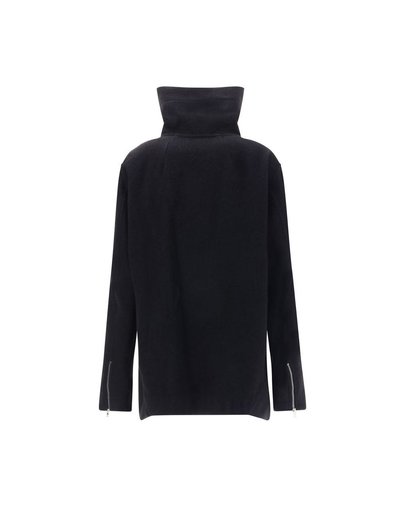 Rick Owens Black Wool Fleece Biker Jacket Glam Steals