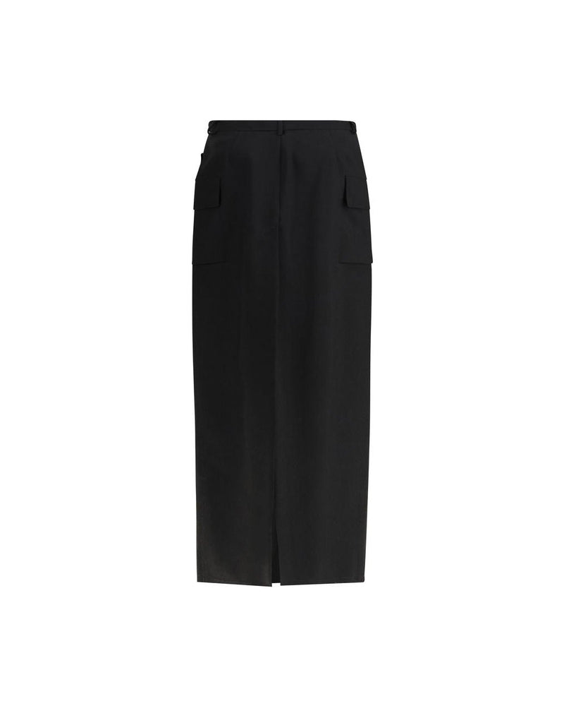 Rick Owens Black Wool Fleece Midi Skirt Glam Steals
