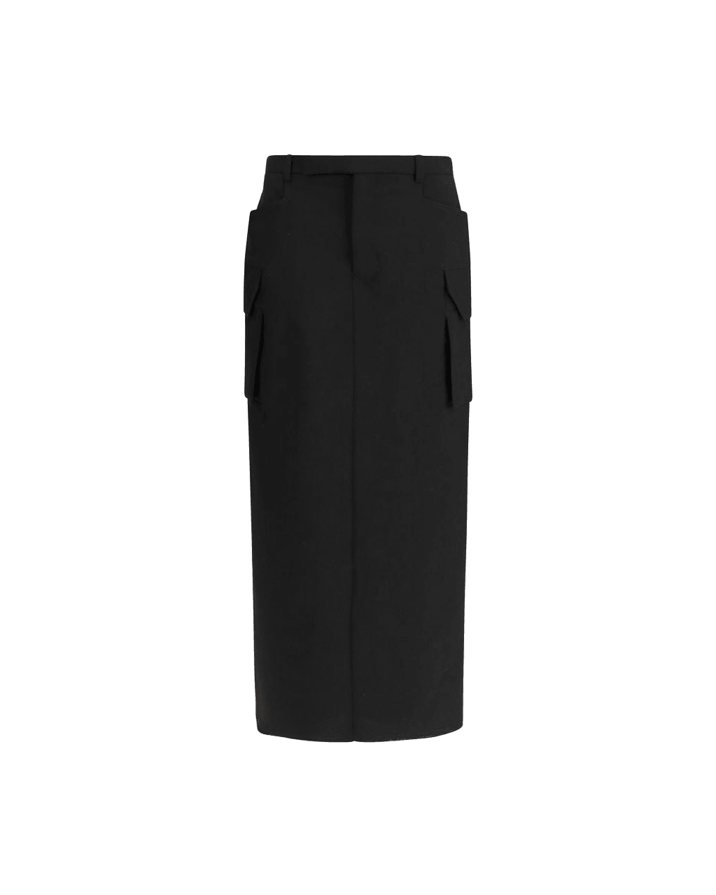 Rick Owens Black Wool Fleece Midi Skirt Glam Steals