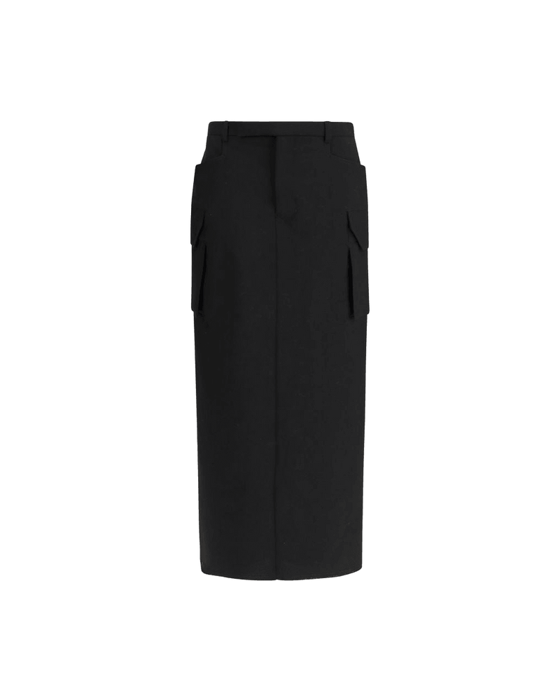 Rick Owens Black Wool Fleece Midi Skirt Glam Steals
