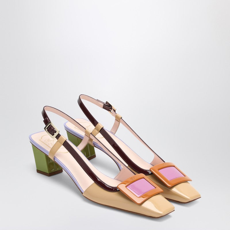 Roger Vivier Leather Belle Multicolour Patent Slingback Glam Steals