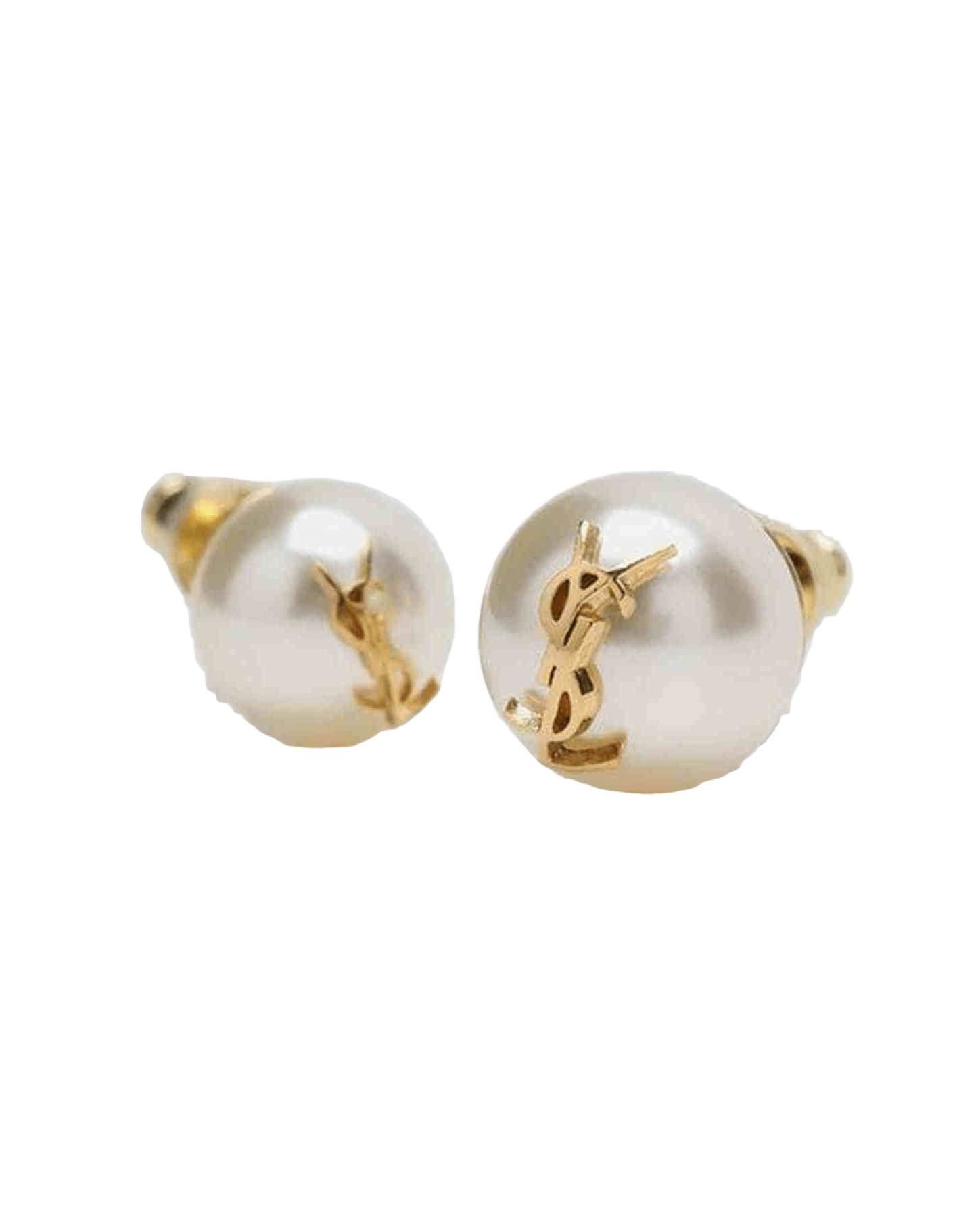 Saint Laurent Asymmetrical Earrings With Pearl And Cassandre Logo Glam Steals