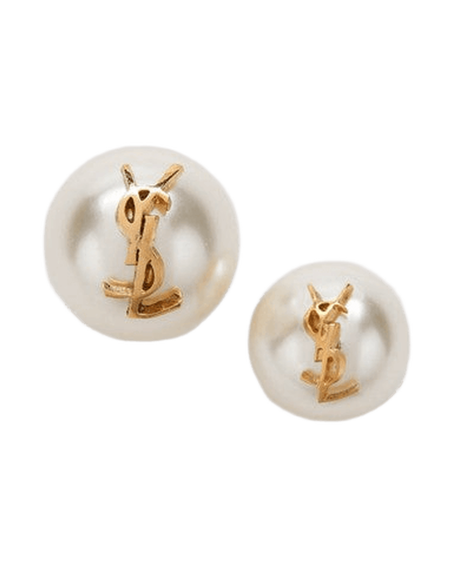 Saint Laurent Asymmetrical Earrings With Pearl And Cassandre Logo Glam Steals