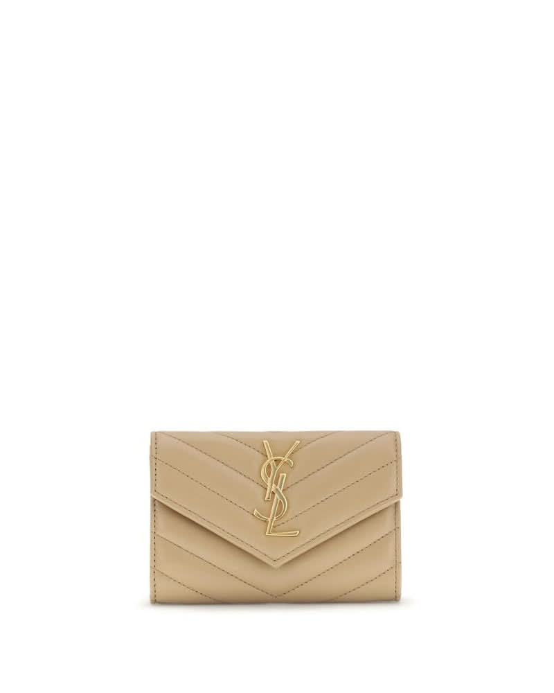 Saint Laurent Beige Calf Leather Bos Taurus Wallet