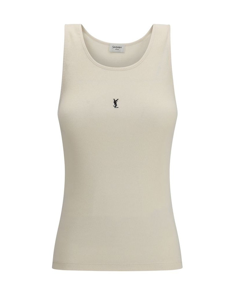 Saint Laurent Beige Cotton Tank Top Glam Steals