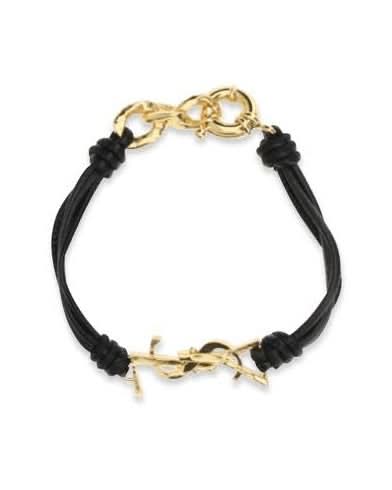Saint Laurent Black Calf Leather Bos Taurus Bracelet Glam Steals