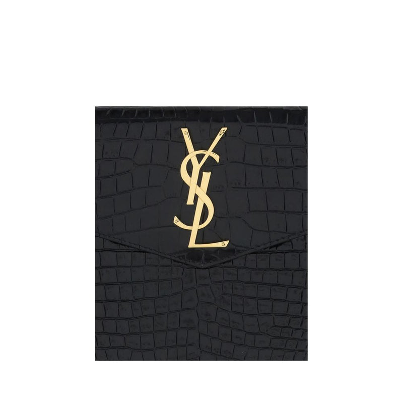 Saint Laurent Black Calf Leather Bos Taurus Card Case Glam Steals