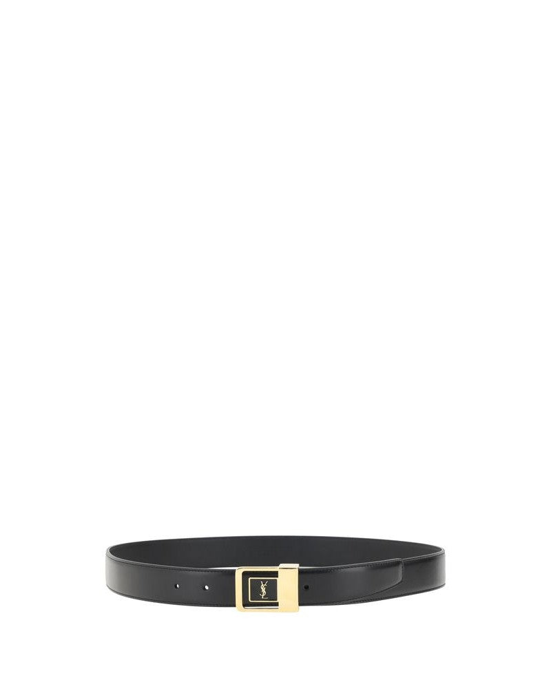 Saint Laurent Black Calf Leather Bos Taurus Regular Belt Glam Steals