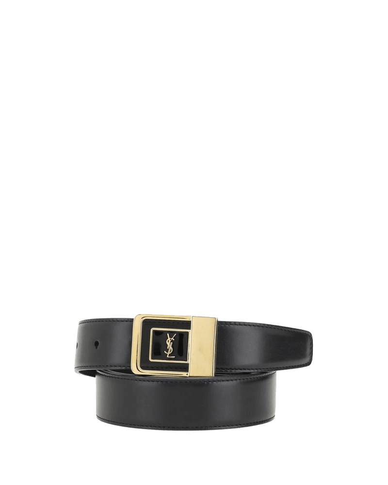 Saint Laurent Black Calf Leather Bos Taurus Regular Belt Glam Steals
