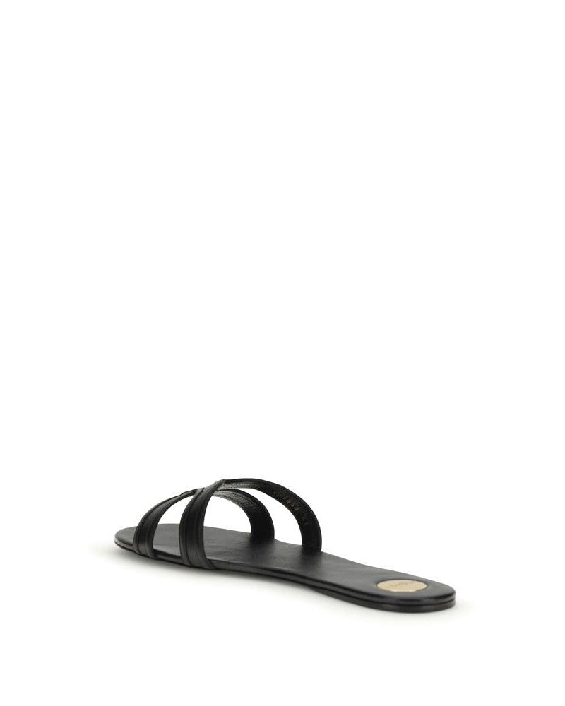 Saint Laurent Black Calf Leather Bos Taurus Sandals Glam Steals