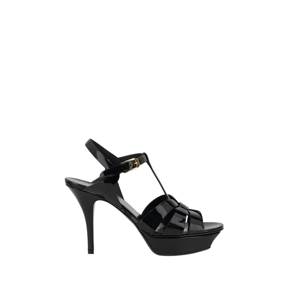 Saint Laurent Black Calf Leather Bos Taurus Stiletto Heel Sandals Glam Steals