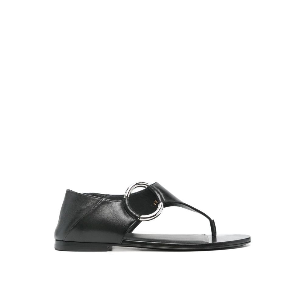 Saint Laurent Black Calfskin Flat Sandals Glam Steals
