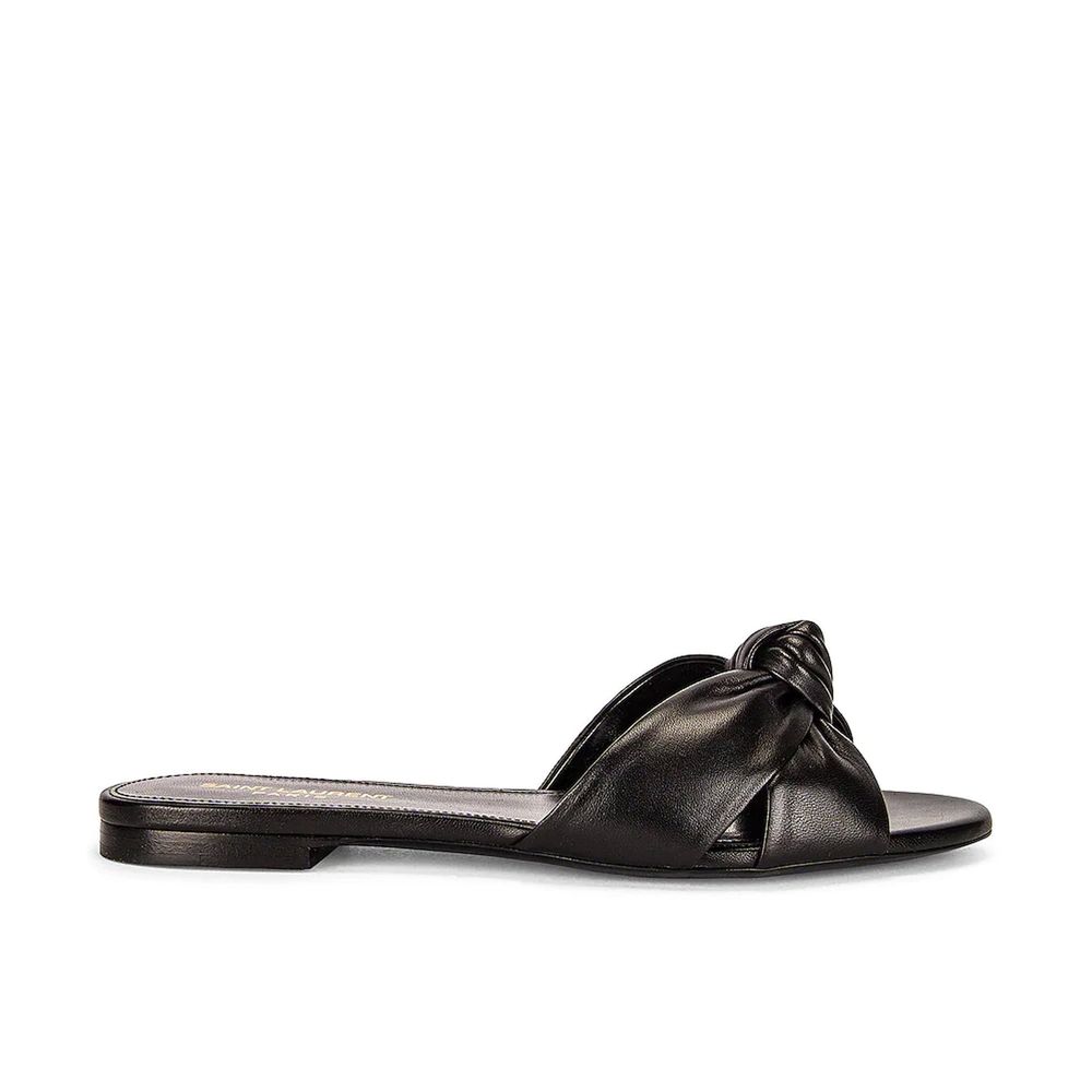 Saint Laurent Black Calfskin Slides Glam Steals