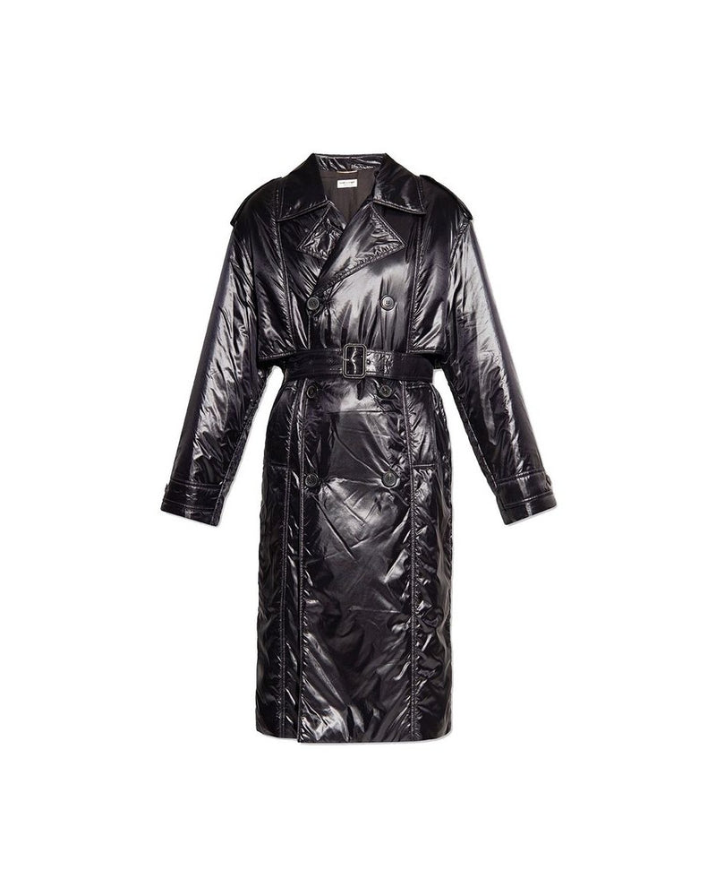 Saint Laurent Black Polyamide Coat Glam Steals