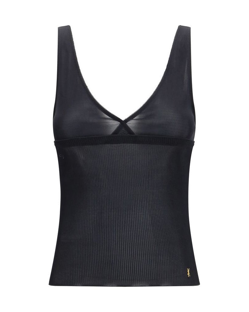 Saint Laurent Black Silk Sleeveles T-shirt Glam Steals