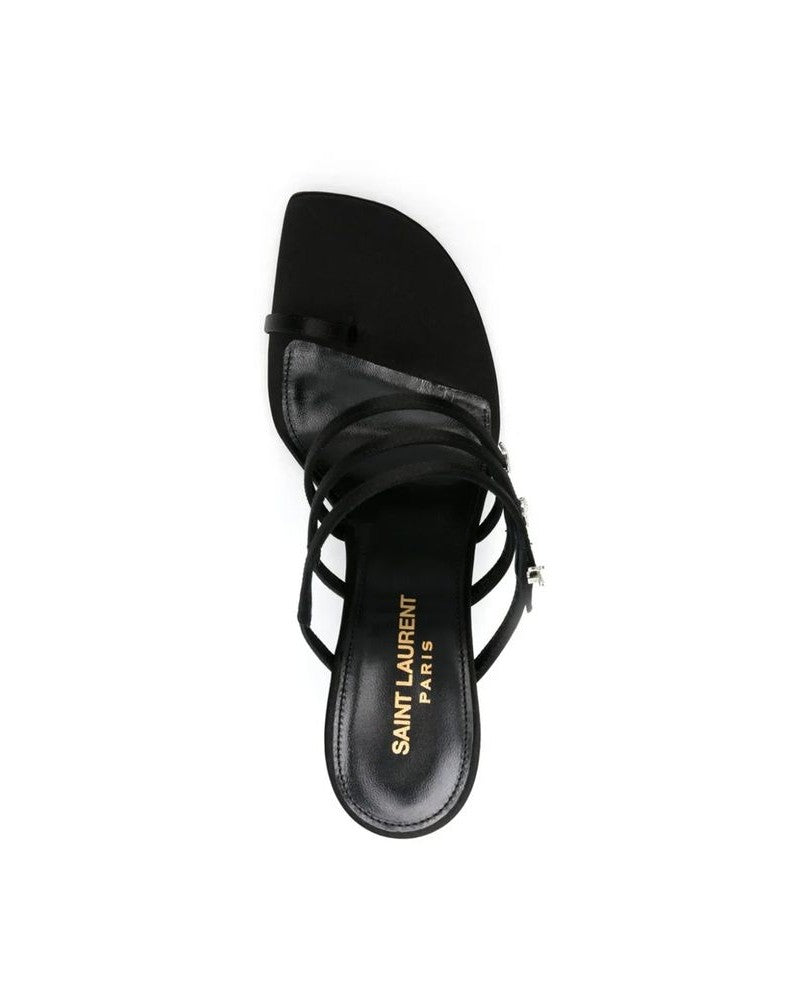 Saint Laurent Black Silk Stiletto Heel Heels
