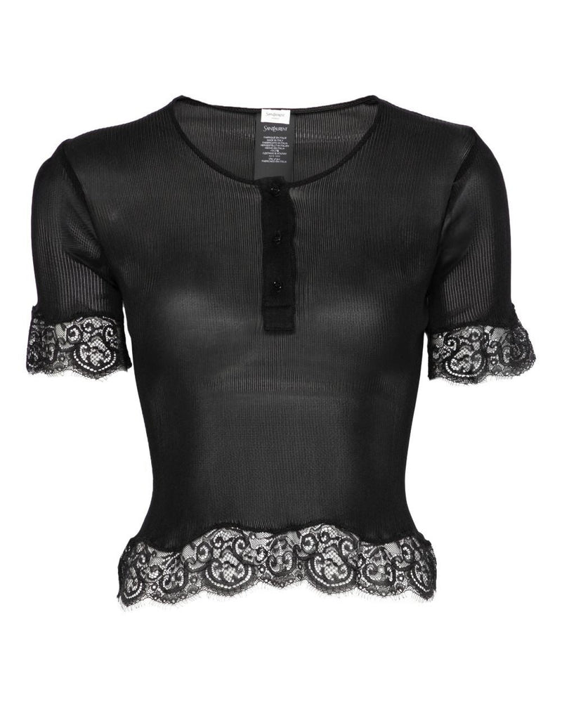 Saint Laurent Black T-shirt Topwear