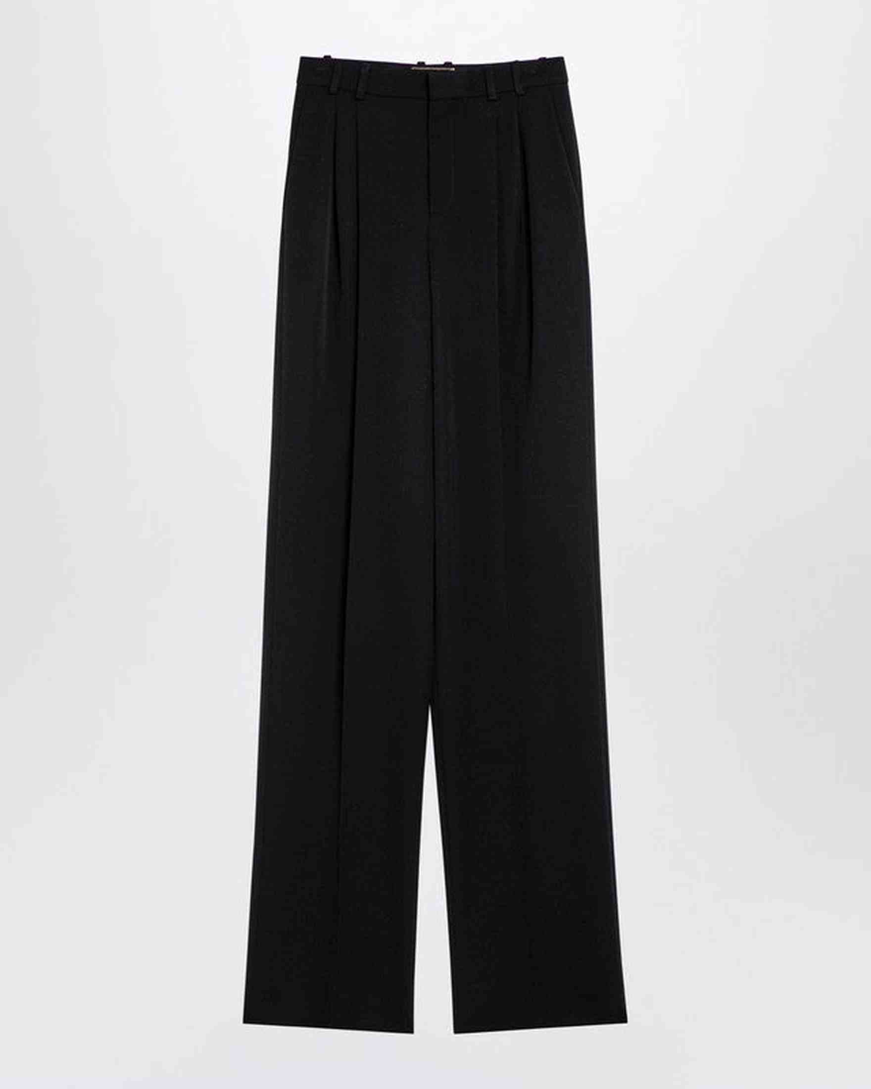Saint Laurent Black Wool Wide Trouser Glam Steals