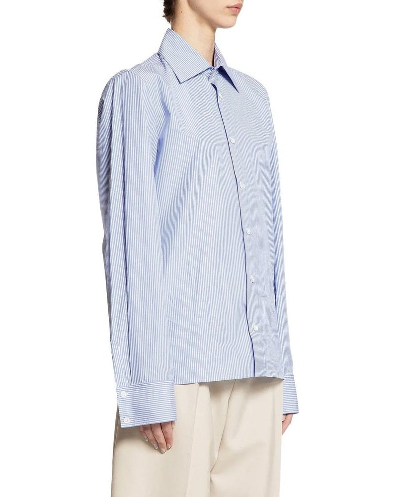 Saint Laurent Blue Cotton Pattern Shirt Glam Steals