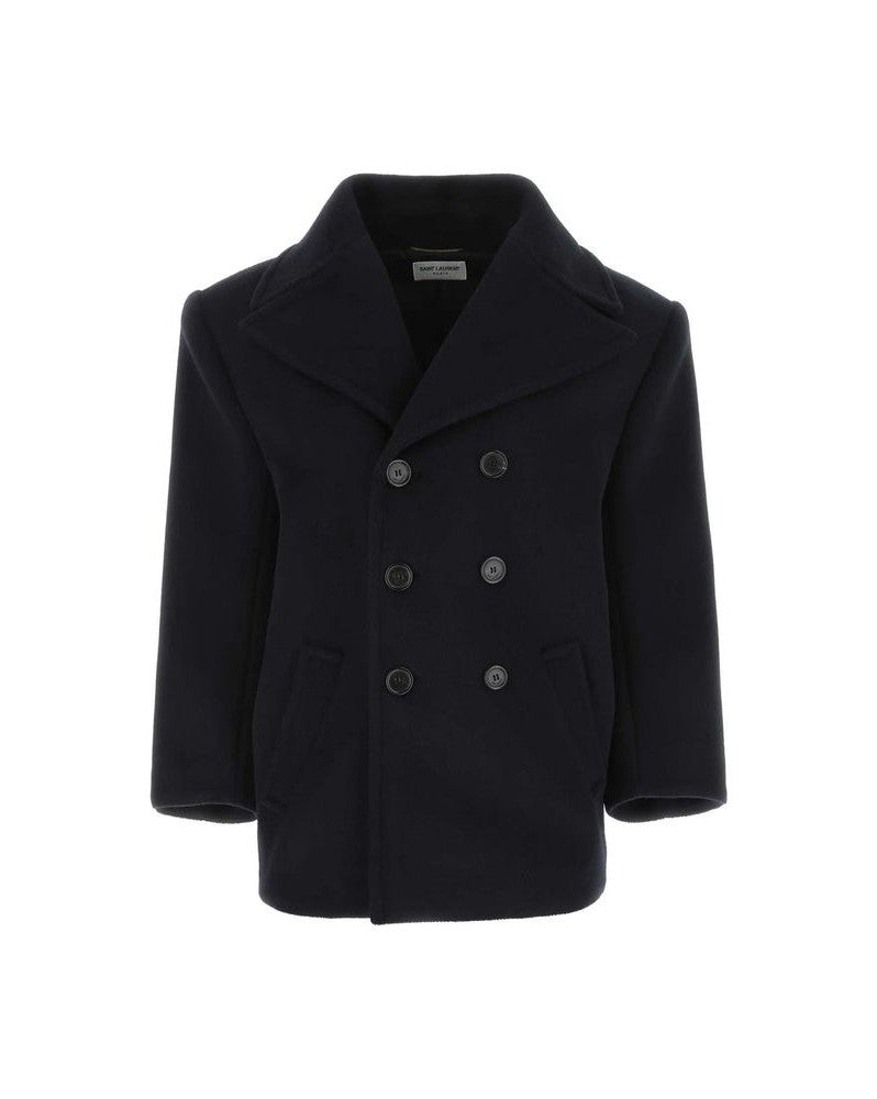 Saint Laurent Blue Wool Coat Glam Steals