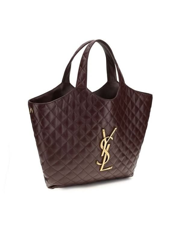 Saint Laurent Bordeaux Lamb Ovis Aries Shoulder Bag 