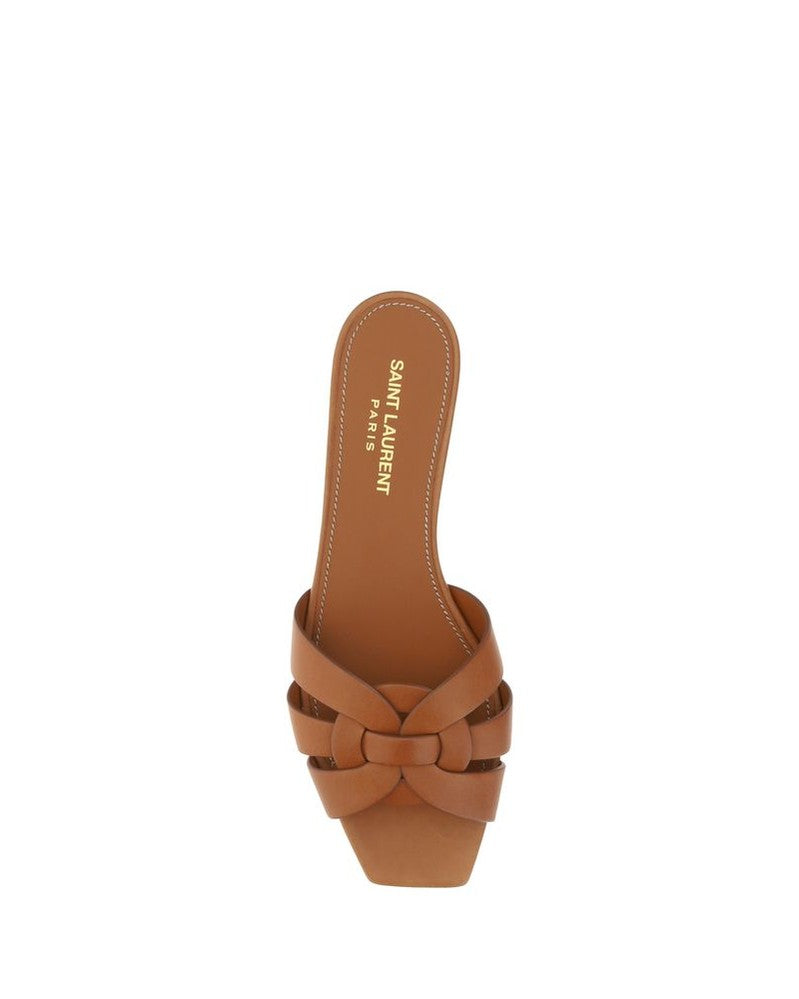 Saint Laurent Brown Calf Leather Bos Taurus Flat Sandals 