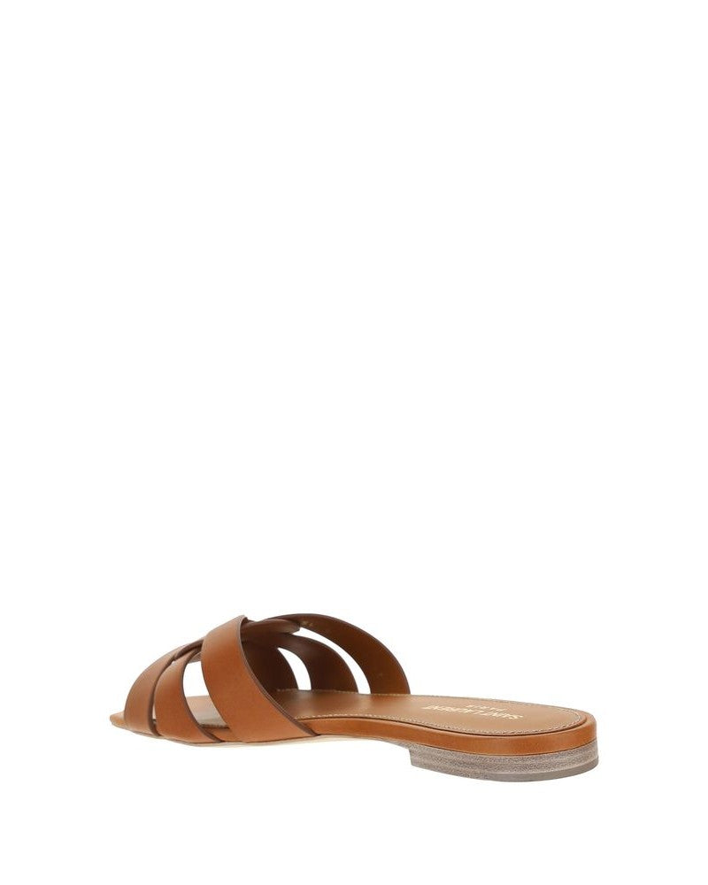 Saint Laurent Brown Calf Leather Bos Taurus Flat Sandals 