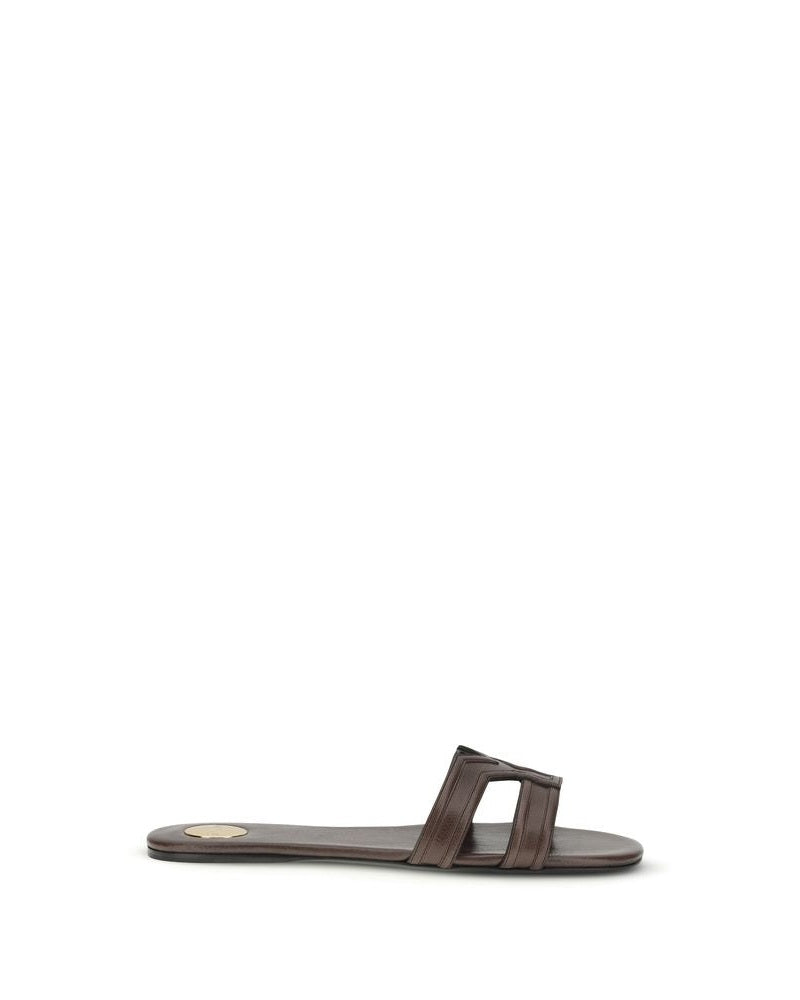 Saint Laurent Brown Calf Leather Bos Taurus Sandals Glam Steals