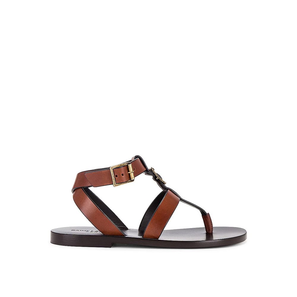 Saint Laurent Brown Calfskin Flip Flop Sandals Glam Steals
