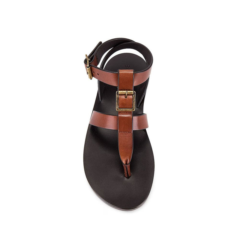 Saint Laurent Brown Calfskin Flip Flop Sandals Glam Steals