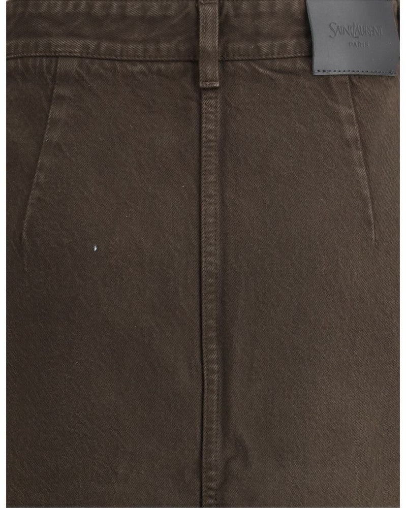 Saint Laurent Brown Denim Skirt Glam Steals