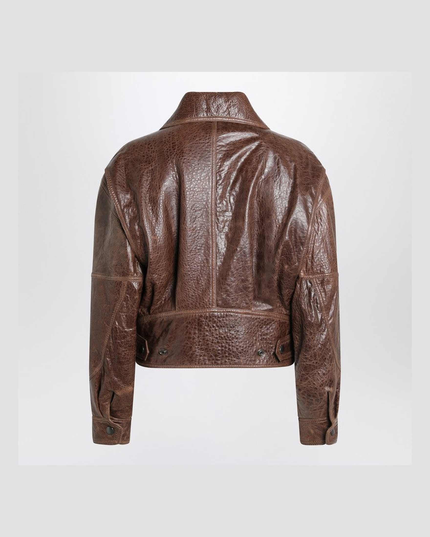 Saint Laurent Brown Leather Aged Bomber Jacket Glam Steals