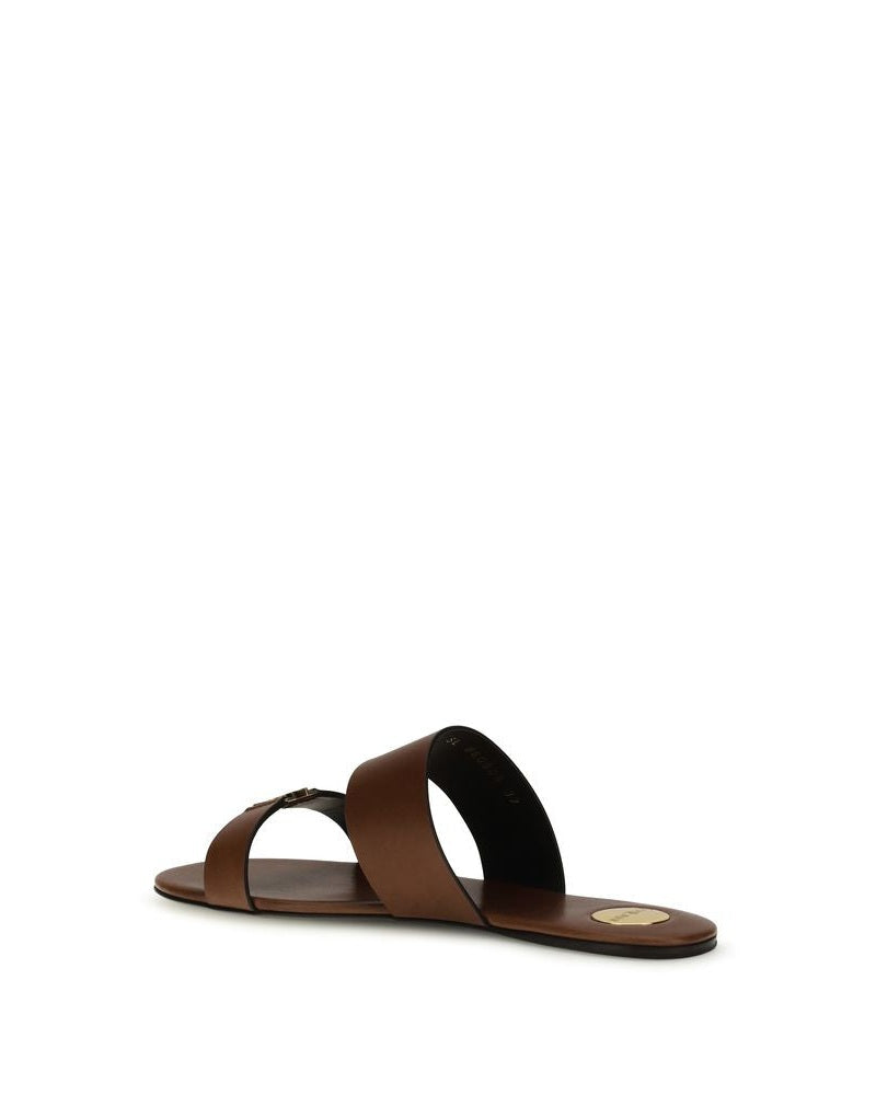Saint Laurent Brown Leather Calf Bos Taurus Sandals Glam Steals