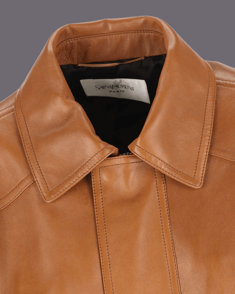Saint Laurent Brown Leather Jacket Glam Steals