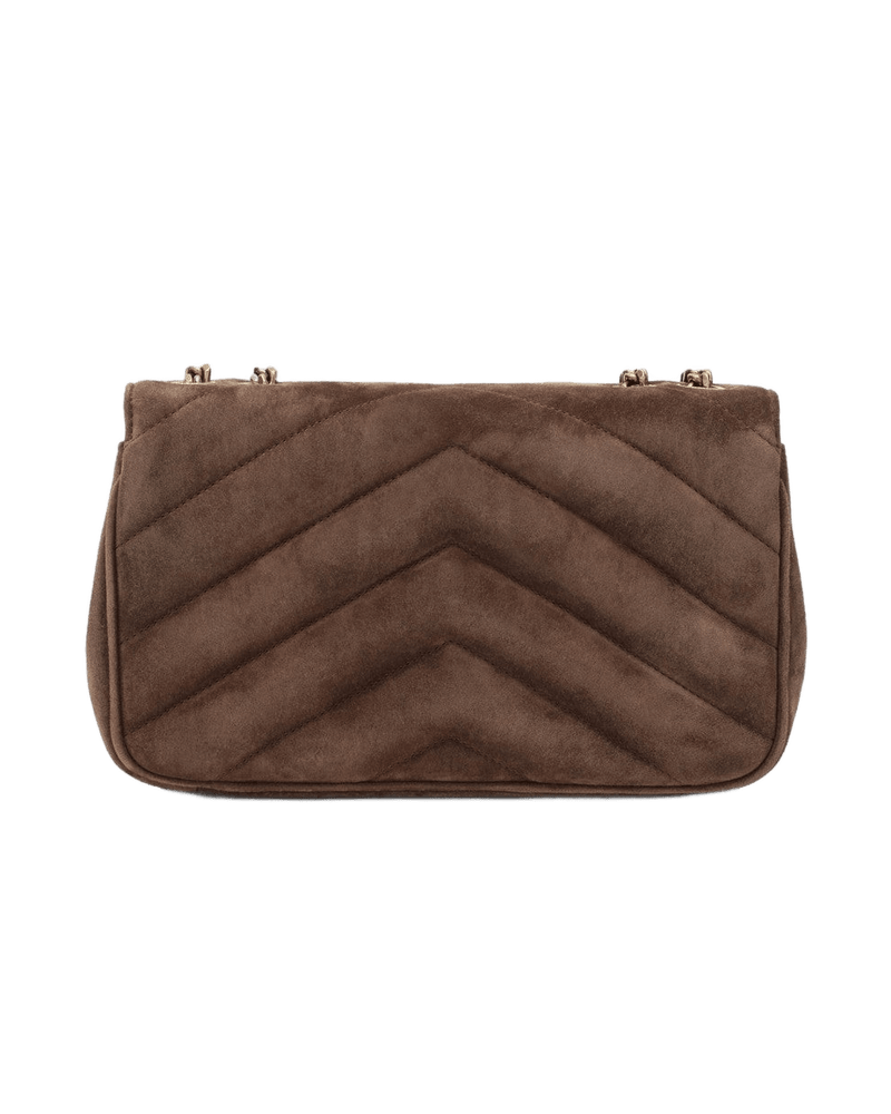 Saint Laurent Brown Suede Small Loulou Bag in Quilted Glam Steals