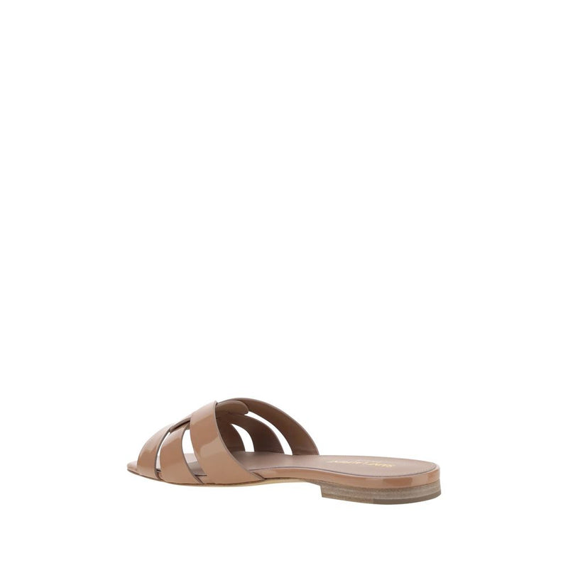 Saint Laurent Calf Leather Bos Taurus Flat Sandals Glam Steals