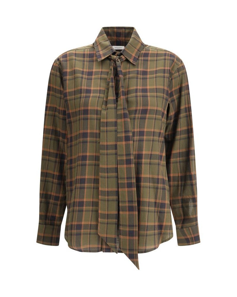 Saint Laurent Cassandre Check Lavallière Shirt Glam Steals