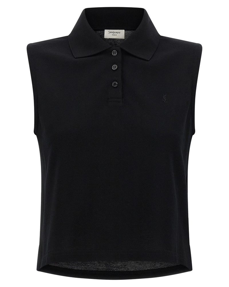 Saint Laurent Cassandre Embroidered Polo Shirt Glam Steals