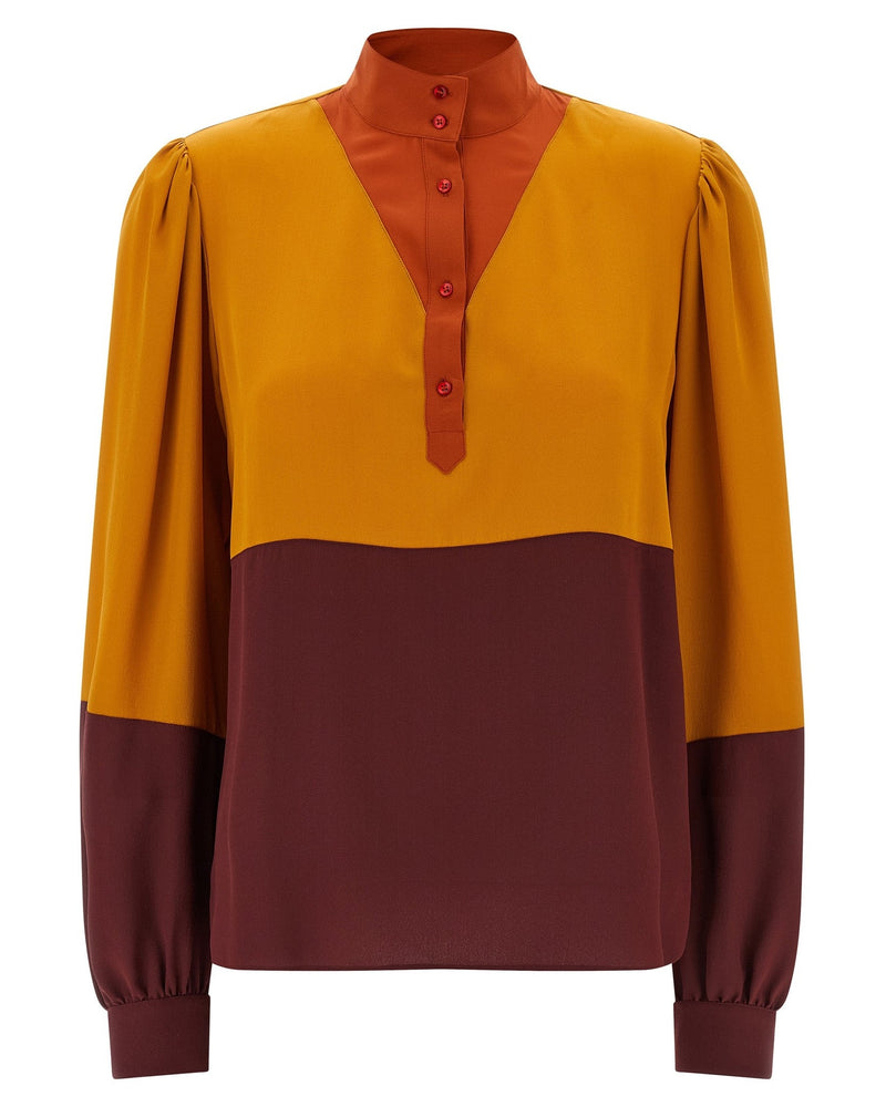 Saint Laurent Color Block Blouse Glam Steals