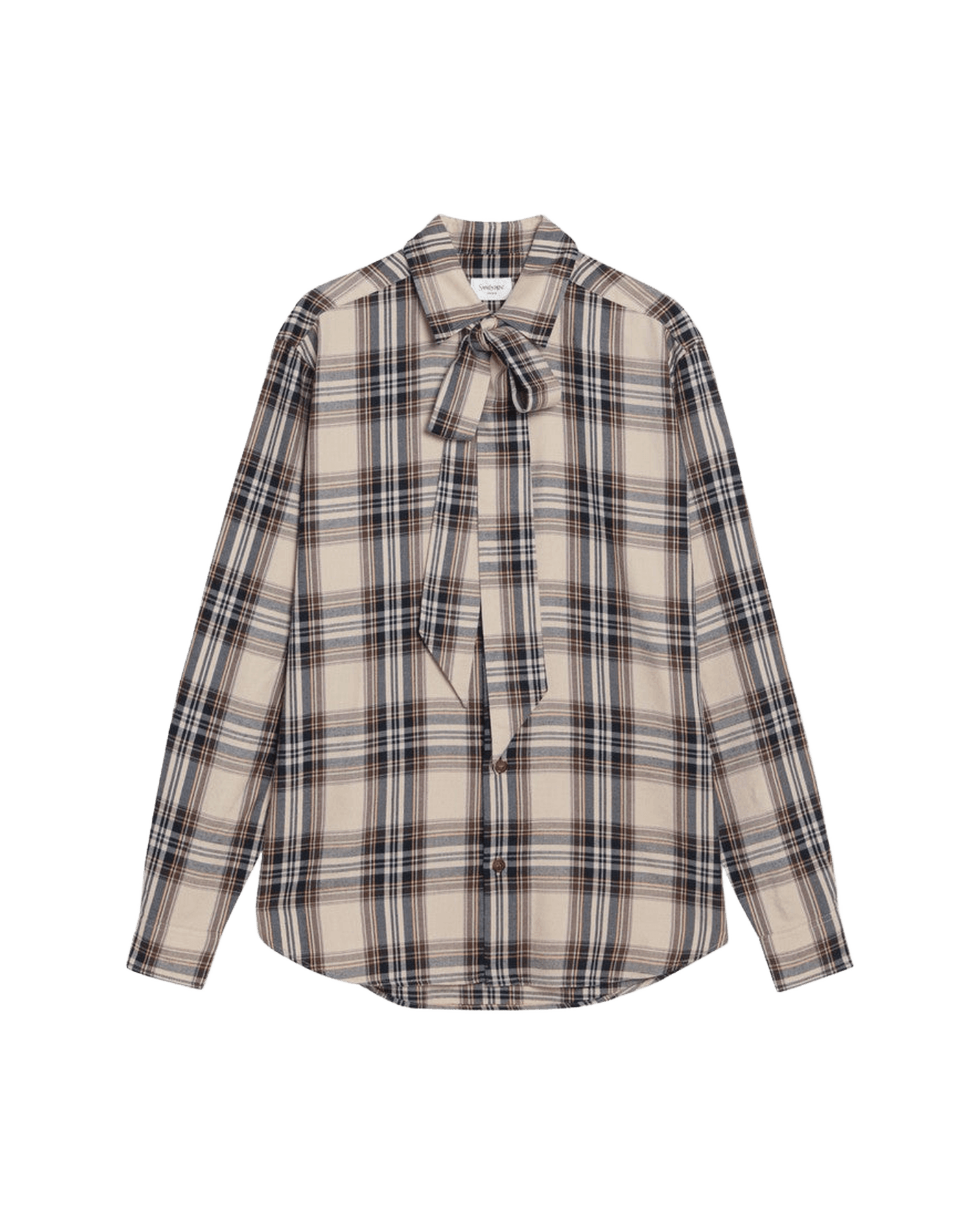 Saint Laurent Cotton Cassandre LavallièRe Shirt In Tartan Glam Steals