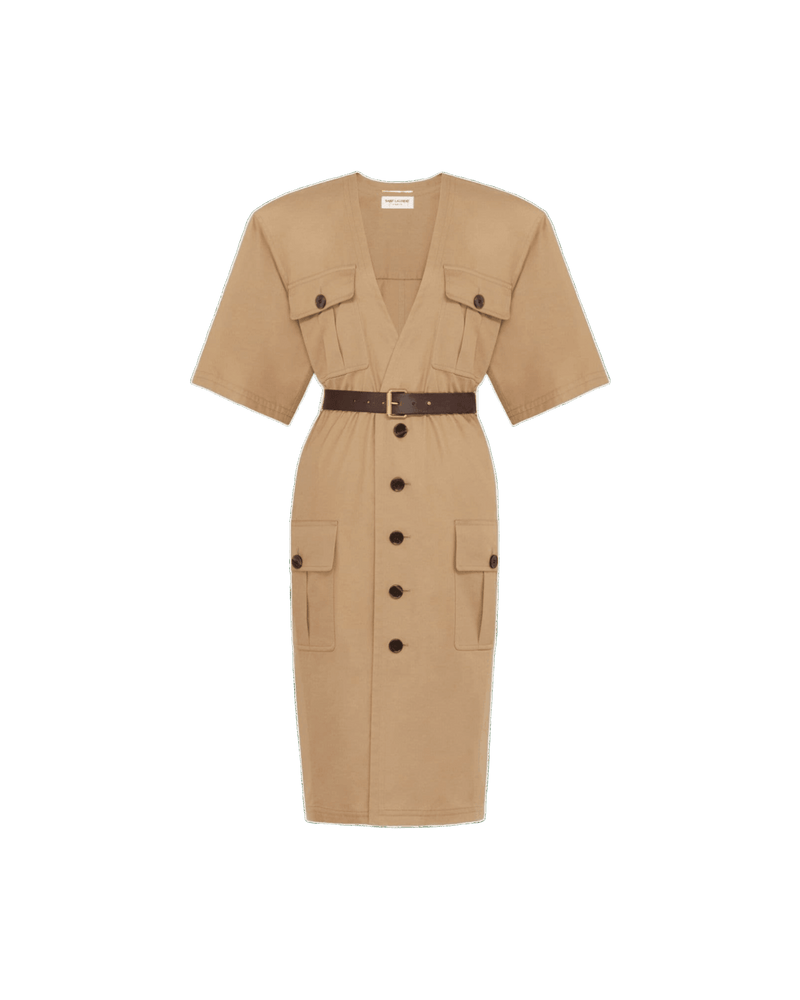 Saint Laurent Cotton Twill Midi Dress Glam Steals