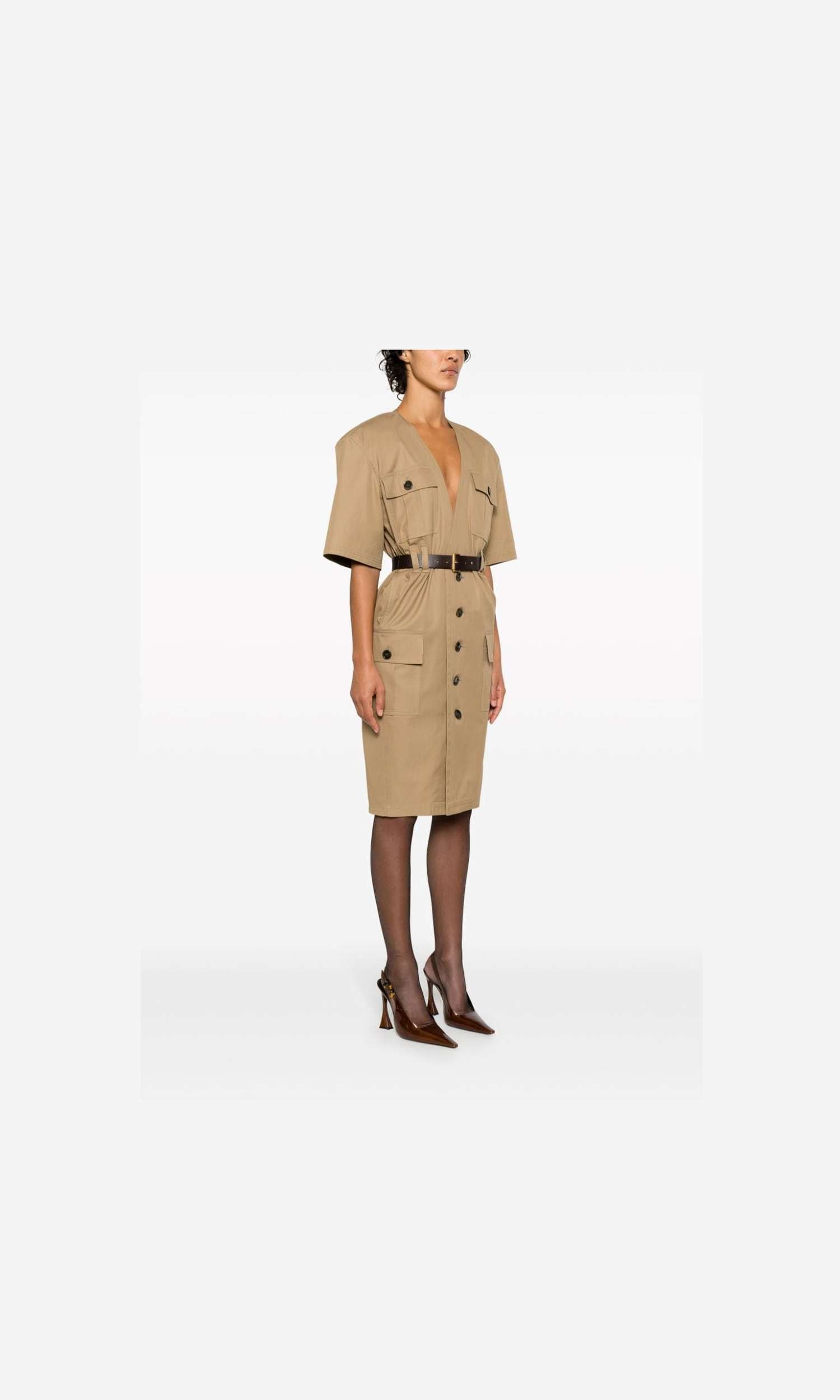 Saint Laurent Cotton Twill Midi Dress Glam Steals
