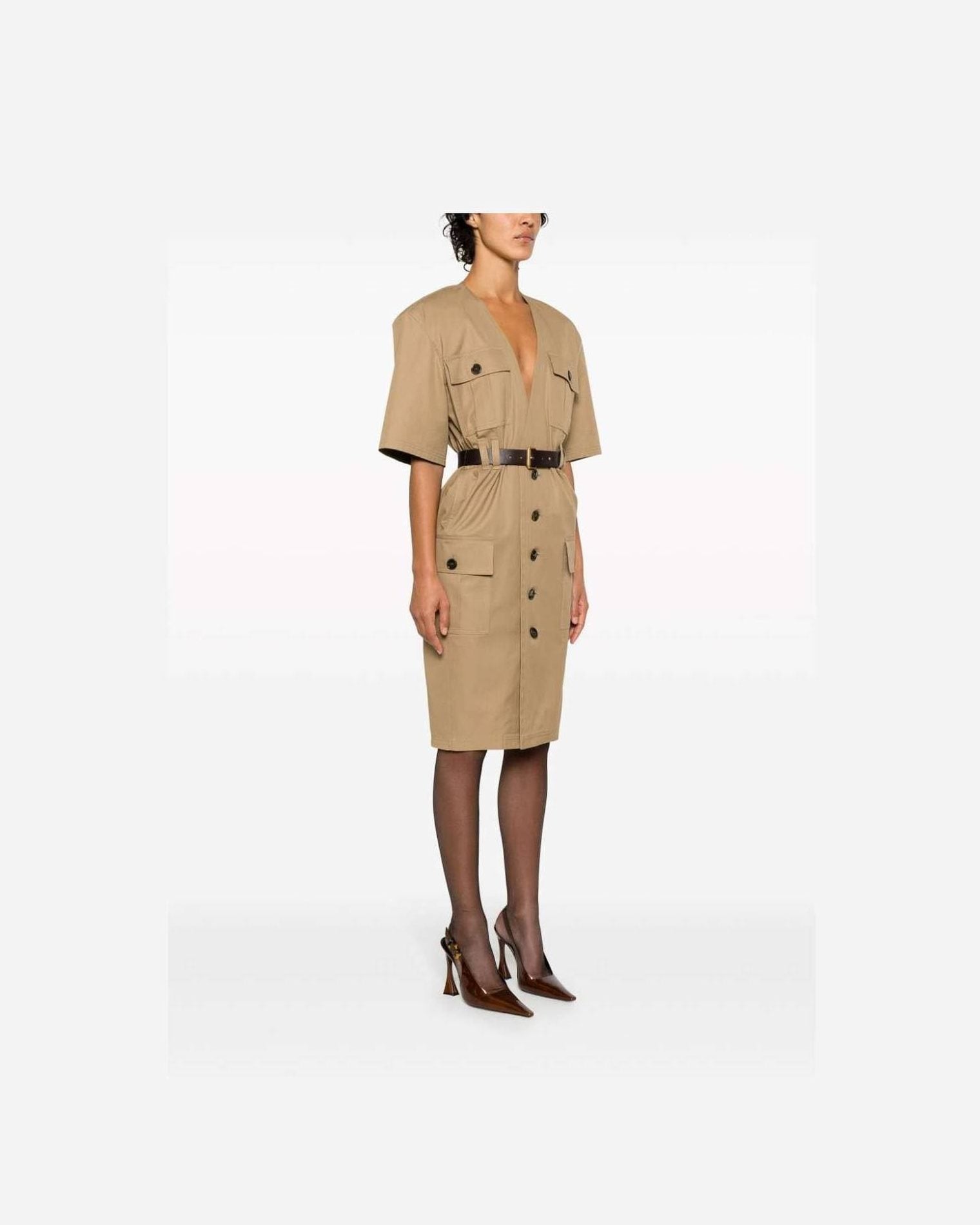 Saint Laurent Cotton Twill Midi Dress Glam Steals